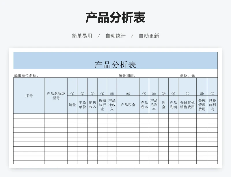 产品分析表