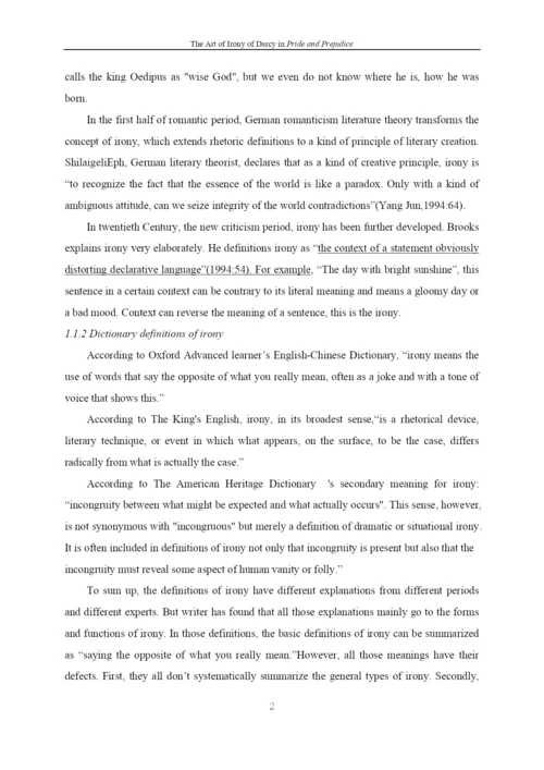毕业设计(论文)-《傲慢与偏见》中达西的反讽艺术.docx