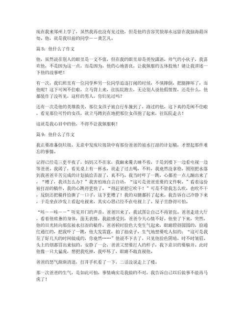 他什么了作文