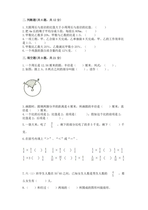 小学六年级上册数学期末测试卷附完整答案（典优）.docx