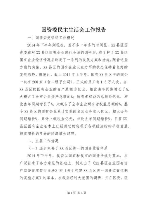 国资委民主生活会工作报告.docx