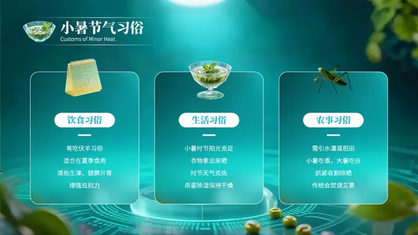 绿色创意风小暑节气讲解节气知识PPT模板