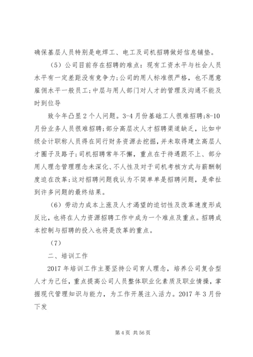 人事工作总结的不足以及心得精编.docx