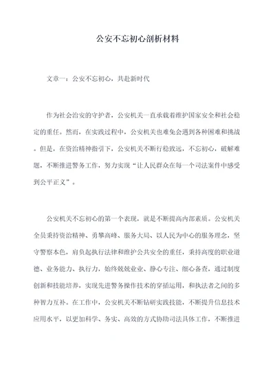 公安不忘初心剖析材料