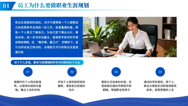 蓝色商务风人资职业规划PPT模板