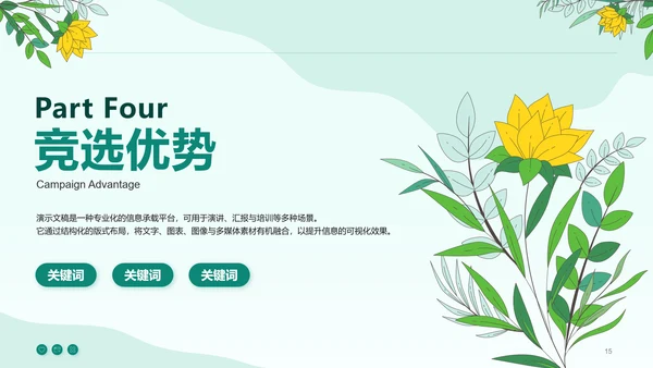 绿色小清新竞选学生会主席PPT模板