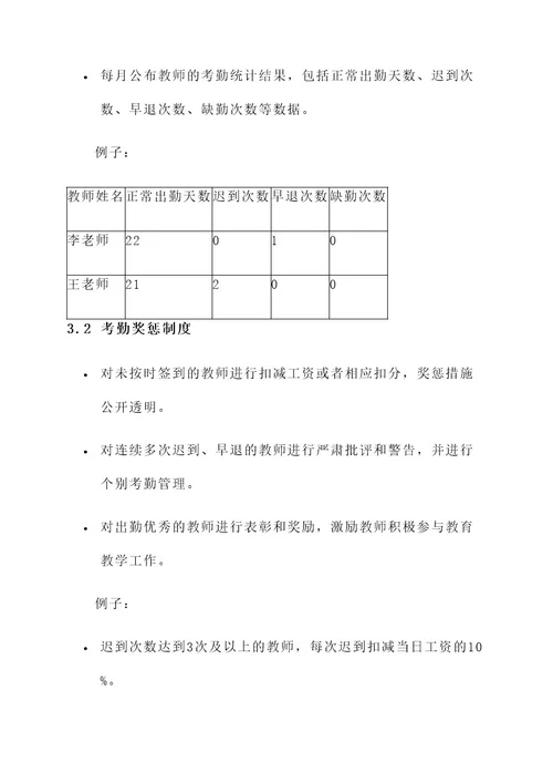 中学教师考勤量化管理方案