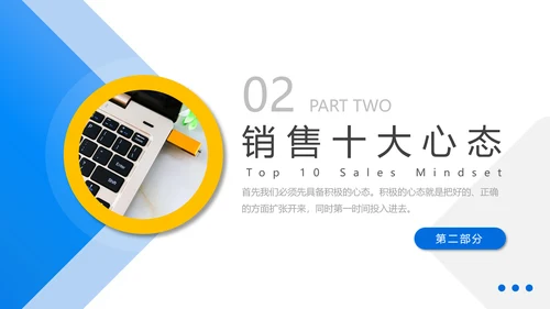 蓝色销售心态培训PPT模板