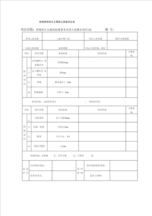 表土剥离工序质量评定表参考内容