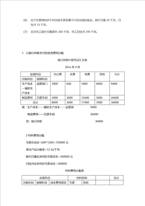 成本会计品种法案例