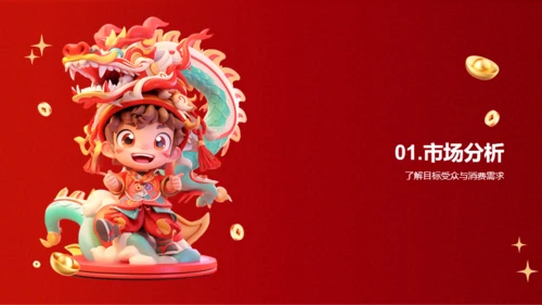 红色创意3D新年营销策划汇报PPT模板