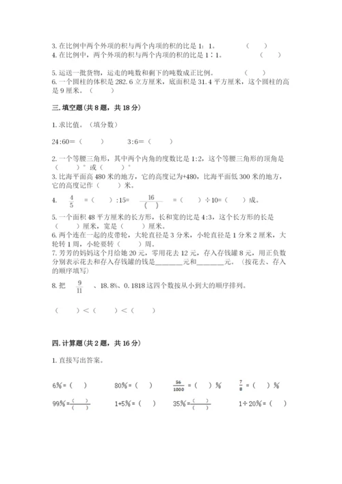 沧州市新华区六年级下册数学期末测试卷及答案参考.docx