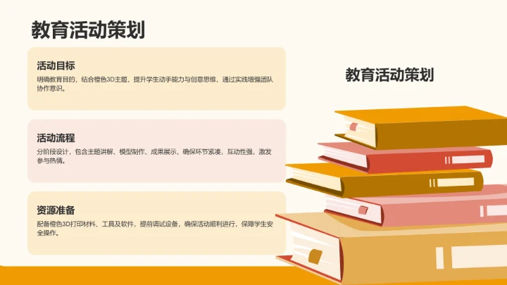 橙色3D风课题汇报展示PPT