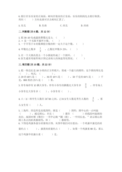 2022六年级上册数学期末测试卷附答案（达标题）.docx