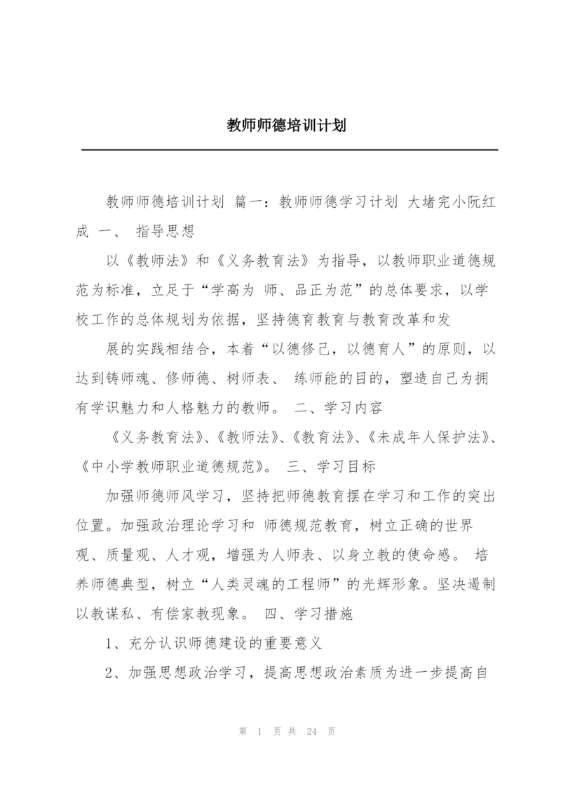 教师师德培训计划.docx