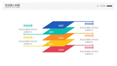 简约风流程时间轴5项PPT内容页