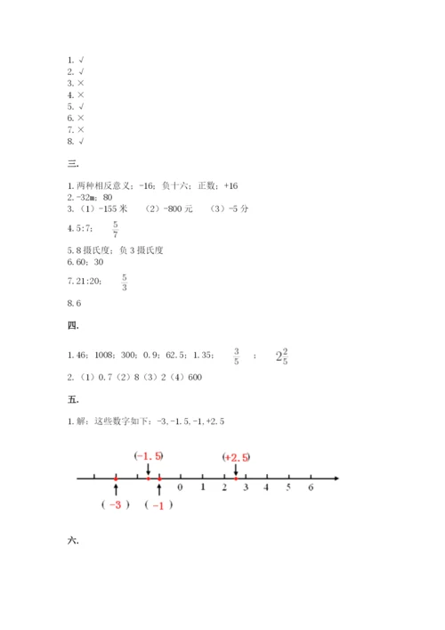 人教版数学小升初模拟试卷及参考答案1套.docx