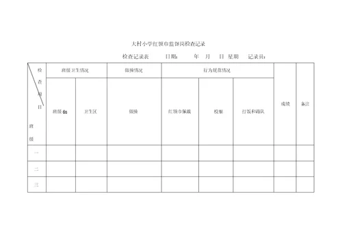 小学红领巾监督岗检查记录表