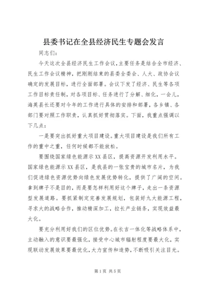 县委书记在全县经济民生专题会发言.docx