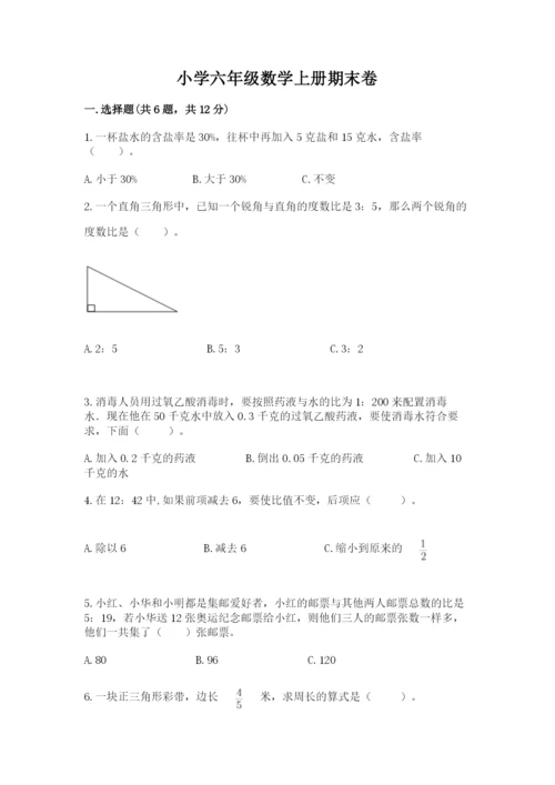 小学六年级数学上册期末卷精品加答案.docx