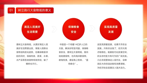 红色大气党政风党建党课培训践行大食物观动态PPT食品