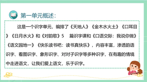 2023-2024学年统编版一年级语文上册第一单元（复习课件）