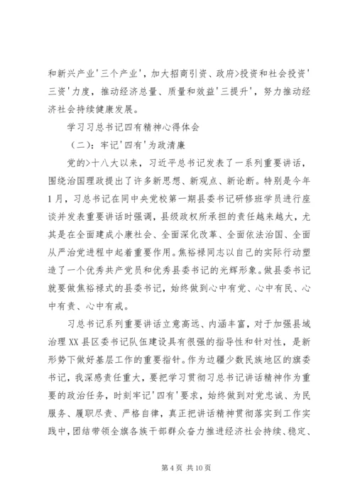 学习“四有”精神心得体会：对照“四有”干净干事 (4).docx