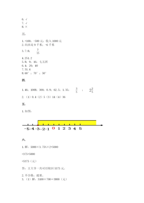 北师大版六年级数学下学期期末测试题【网校专用】.docx