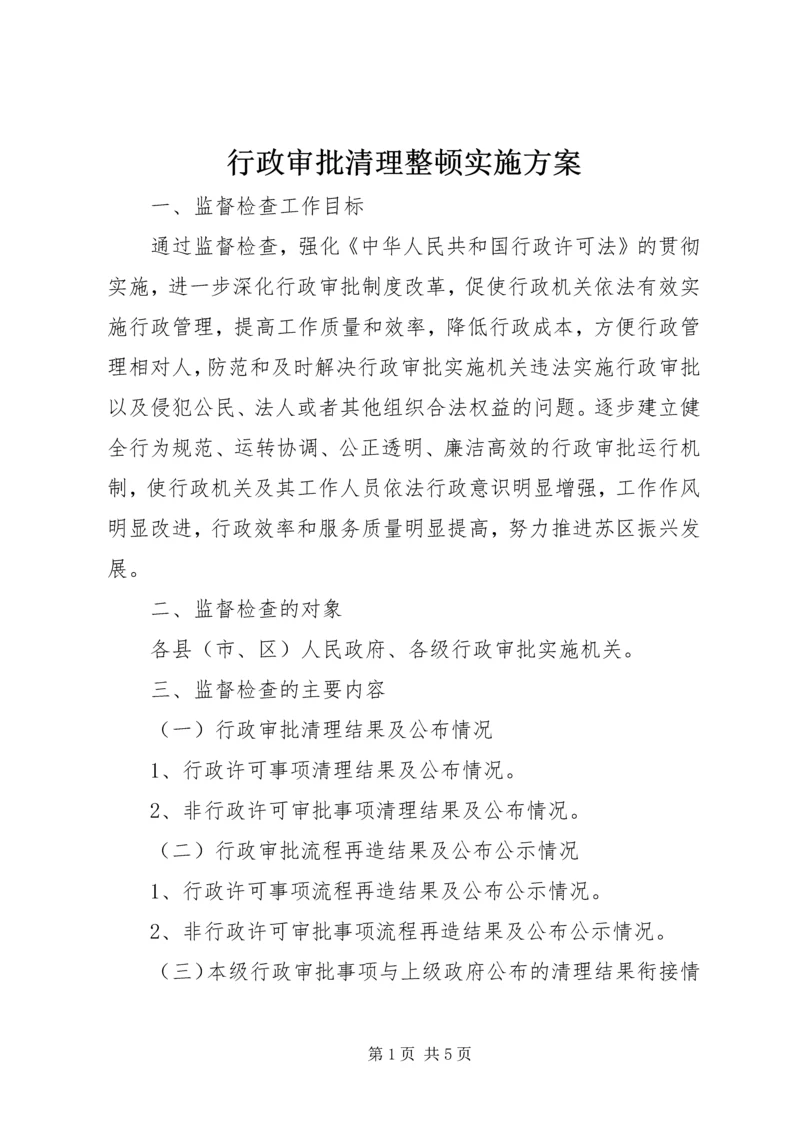 行政审批清理整顿实施方案.docx