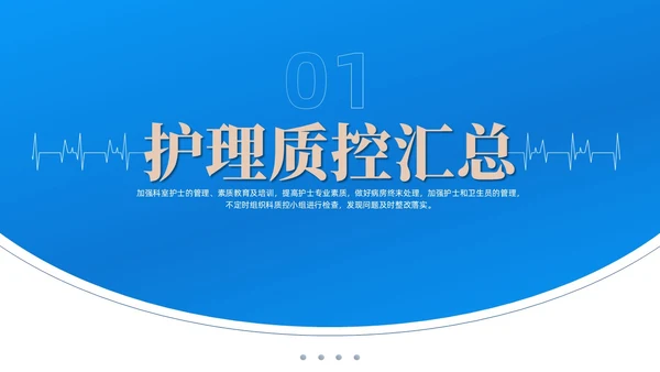 蓝色渐变色商务风护理质控工作总结共探护理质量医疗培PPT模板