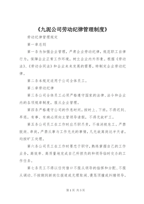 《九泥公司劳动纪律管理制度》.docx