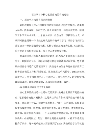 项目学习中核心素养落地的有效途径.docx