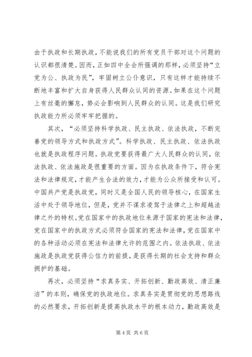 在贯彻四中全会精神加强党的执政能力建设理论学习会上的讲话 (3).docx