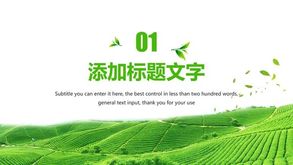 绿色唯美茶园文化茶艺品茶论道PPT模板