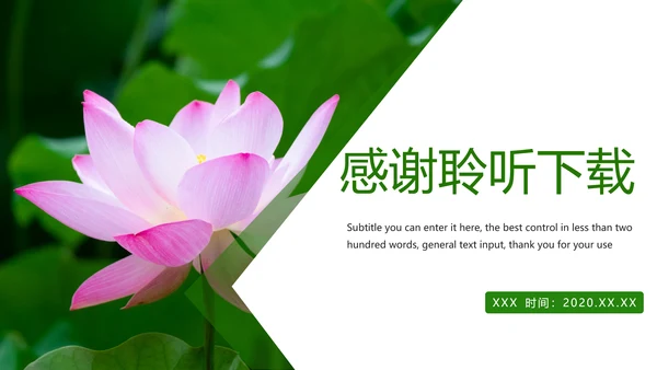 绿色唯美荷花廉政工作总结汇报PPT模板