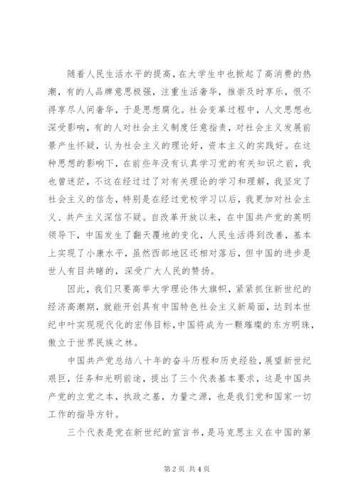 某年党员个人思想汇报格式范文.docx