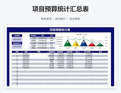 项目预算统计汇总表