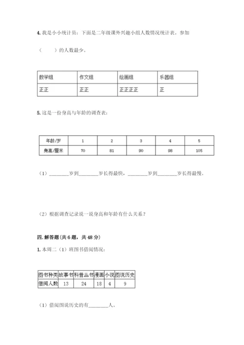 人教版二年级下册数学第一单元-数据收集整理-测试卷附答案【预热题】.docx
