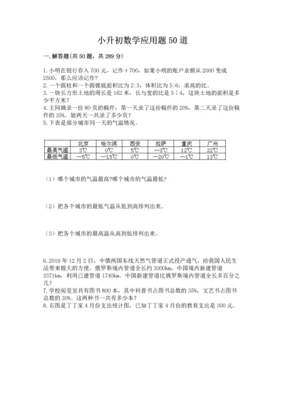 小升初数学应用题50道附参考答案（满分必刷）.docx