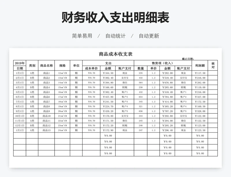 财务收入支出明细表