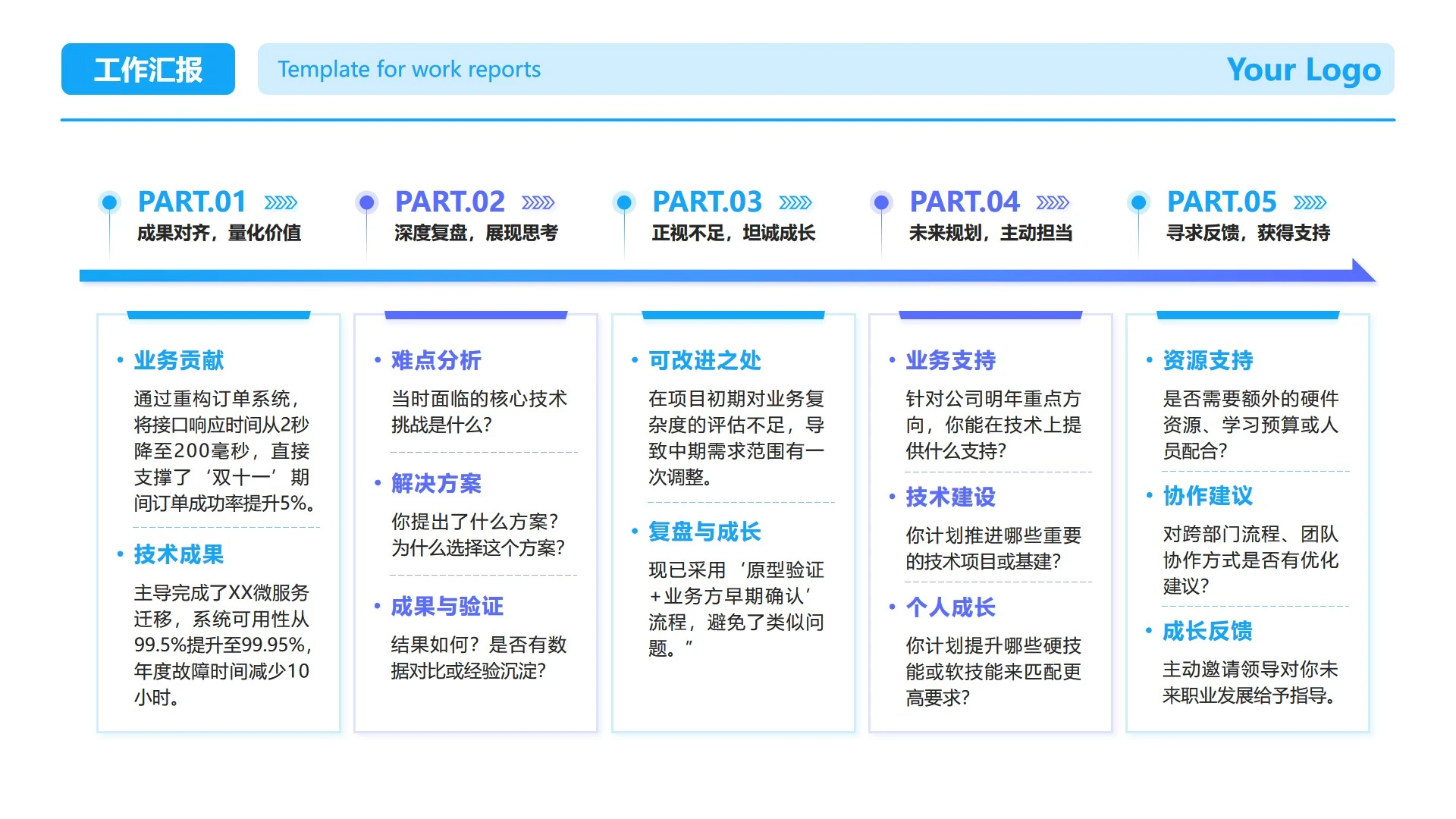 蓝紫色简约几何工作汇报流程图正文页PPT单页