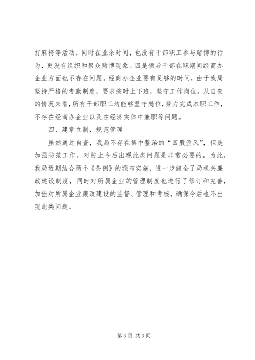 县粮食局关于对“四股歪风”进行自查自纠的报告.docx