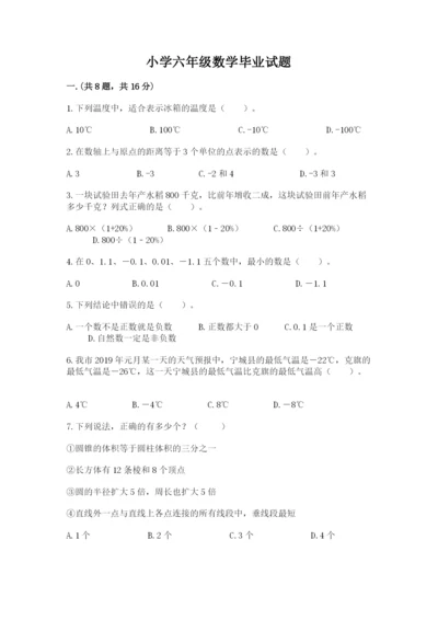 小学六年级数学毕业试题及答案（典优）.docx