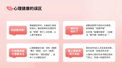 玫瑰红3D立体风校园心理健康宣传活动讲座PPT模版