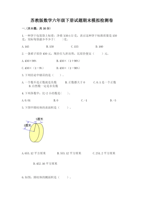 苏教版数学六年级下册试题期末模拟检测卷及参考答案（黄金题型）.docx