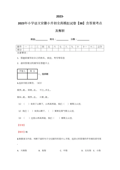 2023年小学语文安徽小升初全真模拟试卷含答案考点及解析经典资料.docx