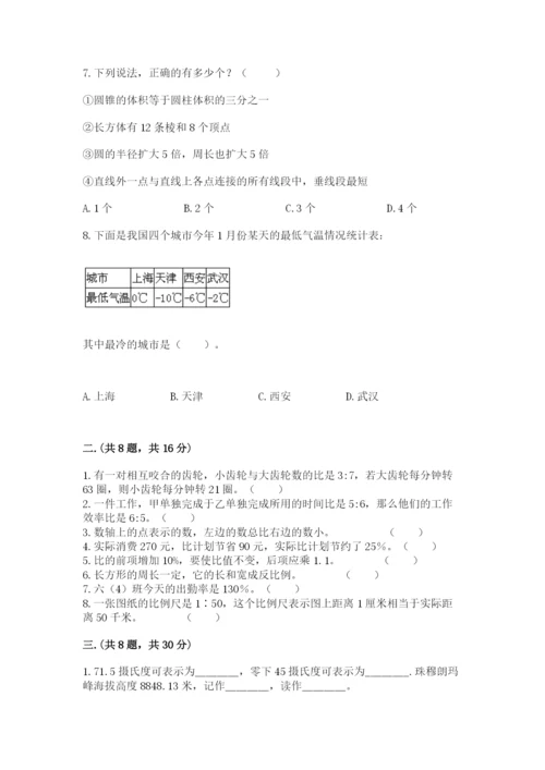 人教版六年级数学下学期期末测试题附答案【夺分金卷】.docx