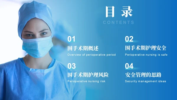 蓝绿色渐变简约实拍风格围手术期安全管理医护人员PPT