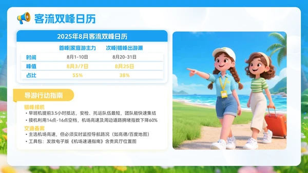 蓝金色3D立体风8月旅游攻略旅游游玩路线