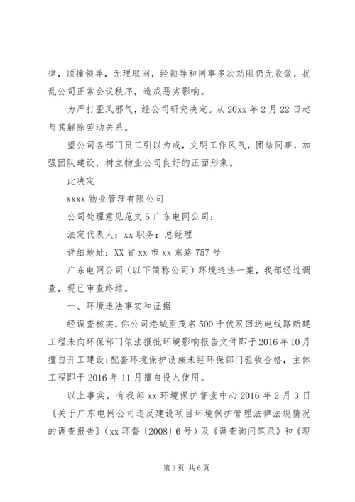 公司处理意见范文.docx